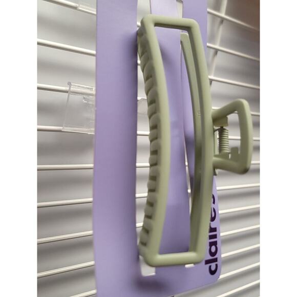 Claire’s Large Rectangular Sage Hair Clip Green New Claw Womens Girls - Picture 3 of 6